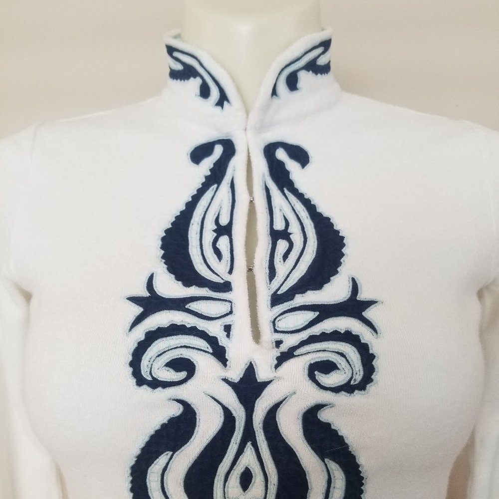 TORY BURCH Terry Cloth Embroidered Top Size XS - Picture 2 of 11